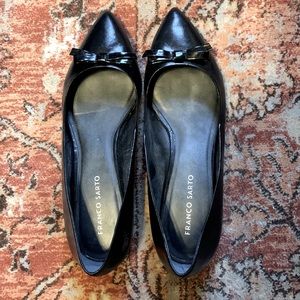 Franco Sarto, Black Flats with Bow, Size 9.5 (Size not Marked), Gently Worn.